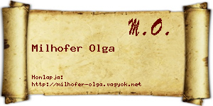 Milhofer Olga névjegykártya